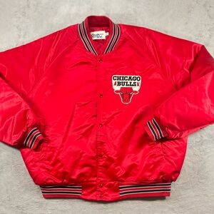 Rare 80’s 90’s Vintage Chicago Bulls Chalk Line Satin Jacket Size XXL Spellout🔥